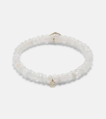 14kt gold and moonstone bracelet with diamonds | Sydney Evan