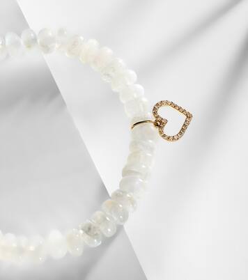 14kt gold and moonstone bracelet with diamonds | Sydney Evan