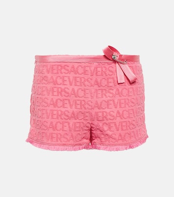 x Dua Lipa Versace Allover cotton terry shorts | Versace