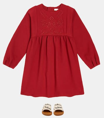 Smocked cotton blend dress | Chloé Kids