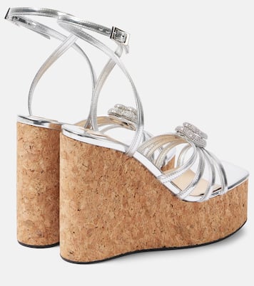 Double Heart metallic leather wedge sandals  | Mach & Mach