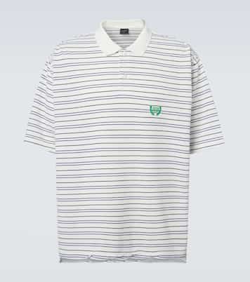 BB Laurel striped cotton piqué polo shirt | Balenciaga