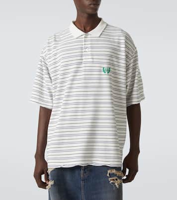 BB Laurel striped cotton piqué polo shirt | Balenciaga