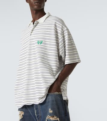 BB Laurel striped cotton piqué polo shirt | Balenciaga