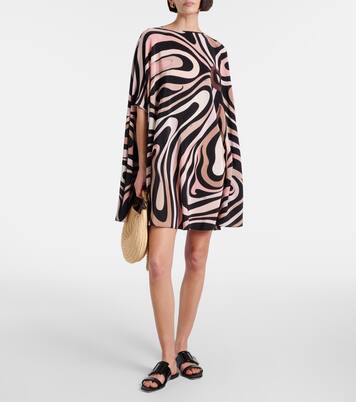 Marmo caped crêpe de chine minidress | Pucci
