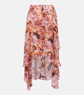 Falda midi asimétrica de seda floral | Chloé