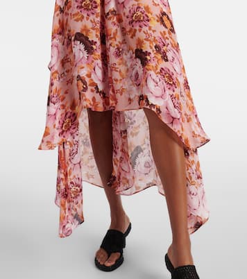 Falda midi asimétrica de seda floral | Chloé