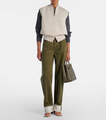 Gilet in cotone e seta con pelle | Bottega Veneta