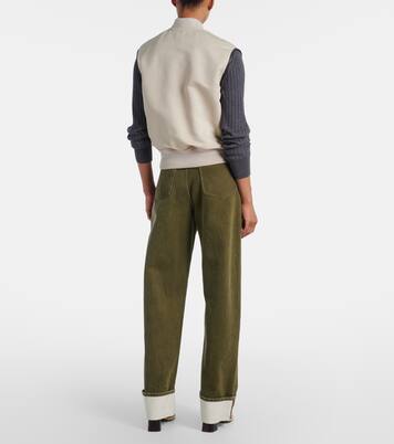 Gilet in cotone e seta con pelle | Bottega Veneta