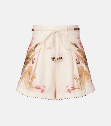 Ascension beaded floral linen shorts | Zimmermann
