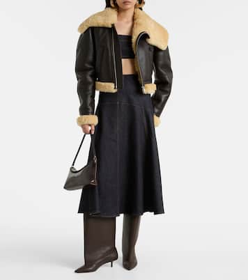 Aviatore cropped shearling-trimmed leather jacket | Jacquemus