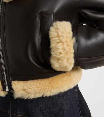 Aviatore cropped shearling-trimmed leather jacket | Jacquemus