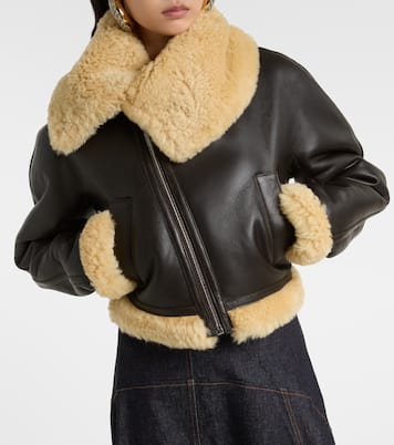 Aviatore cropped shearling-trimmed leather jacket | Jacquemus