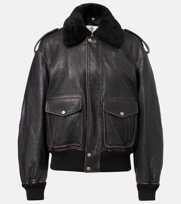 Shearling-trimmed leather jacket | Saint Laurent