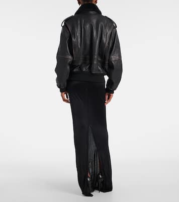 Shearling-trimmed leather jacket | Saint Laurent