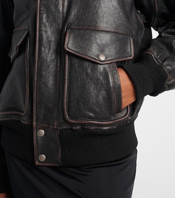 Shearling-trimmed leather jacket | Saint Laurent