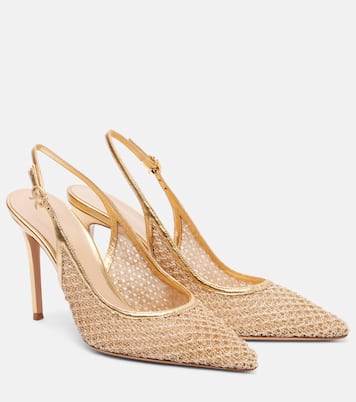 Itaca 95 leather-trimmed slingback pumps | Gianvito Rossi