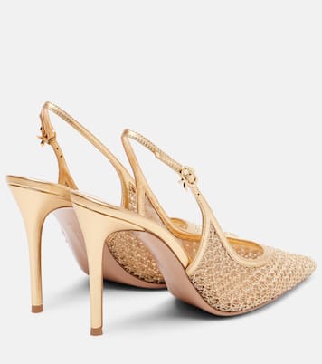 Itaca 95 leather-trimmed slingback pumps | Gianvito Rossi