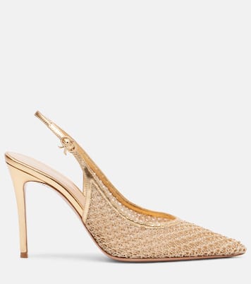 Itaca 95 leather-trimmed slingback pumps | Gianvito Rossi