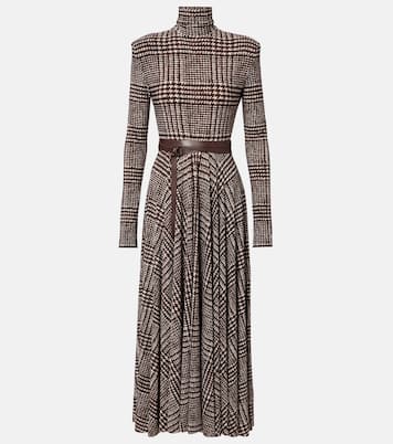 Vestido midi con pata de gallo y cinturón | Norma Kamali