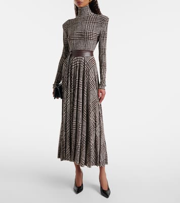 Vestido midi con pata de gallo y cinturón | Norma Kamali