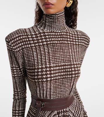 Vestido midi con pata de gallo y cinturón | Norma Kamali