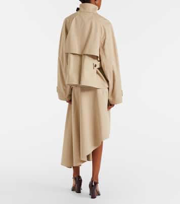 Leather-trimmed cotton and silk midi skirt | Loewe