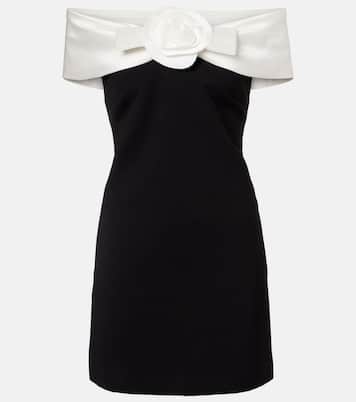 Floral-appliqué off-shoulder minidress | Self-Portrait