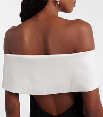 Floral-appliqué off-shoulder minidress | Self-Portrait