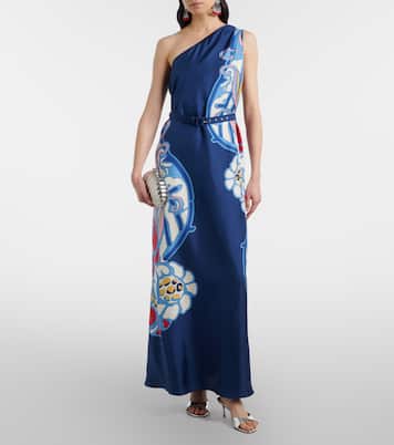 One-Shoulder-Maxikleid Roy aus Seiden-Twill | La DoubleJ