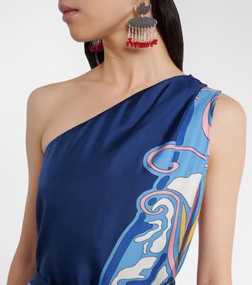 One-Shoulder-Maxikleid Roy aus Seiden-Twill | La DoubleJ