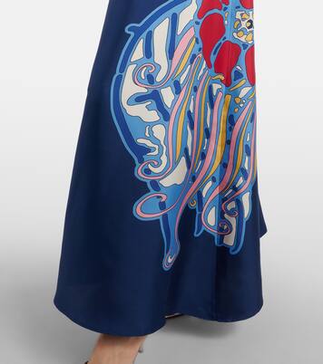 One-Shoulder-Maxikleid Roy aus Seiden-Twill | La DoubleJ