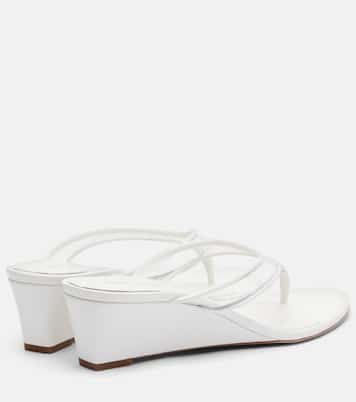 Clea leather-trimmed wedge thong sandals | Veronica Beard