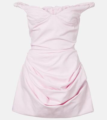 Gathered off-shoulder denim minidress | Magda Butrym