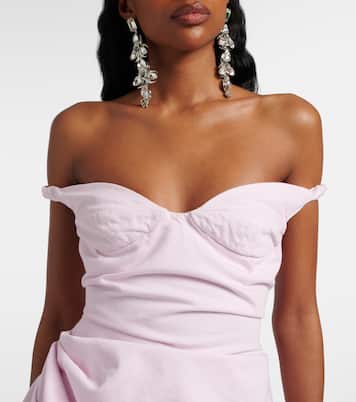 Gathered off-shoulder denim minidress | Magda Butrym