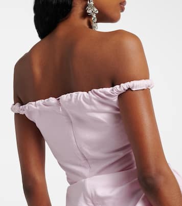 Gathered off-shoulder denim minidress | Magda Butrym