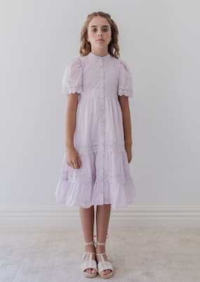Lace-trimmed cotton voile shirt dress | Petite Amalie  