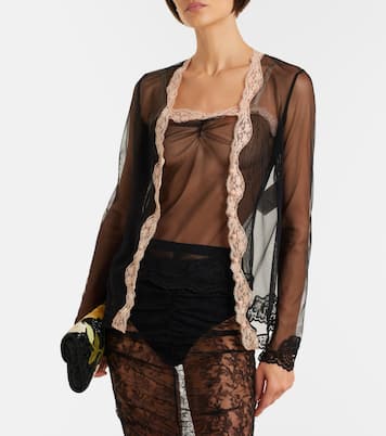 Caraco en résille et dentelle | Valentino