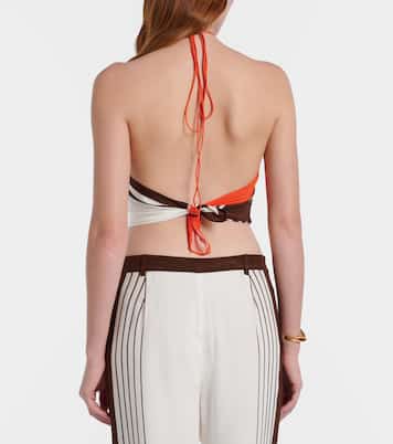 Destino striped halterneck silk top | SIR