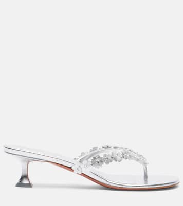 Janis embellished leather thong sandals | Amina Muaddi