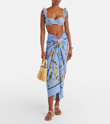 Pareo Lavanda de algodón y seda estampado | Agua by Agua Bendita