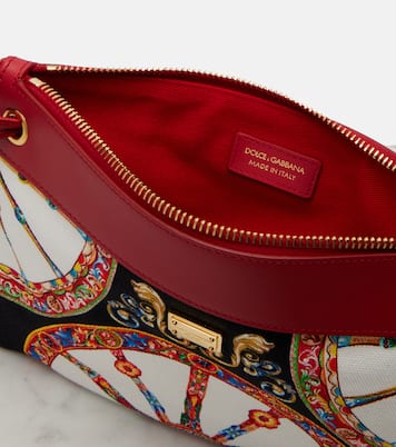 Small printed leather-trimmed canvas pouch | Dolce&Gabbana