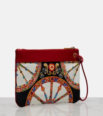 Small printed leather-trimmed canvas pouch | Dolce&Gabbana