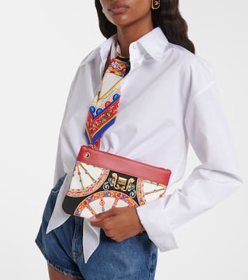 Small printed leather-trimmed canvas pouch | Dolce&Gabbana