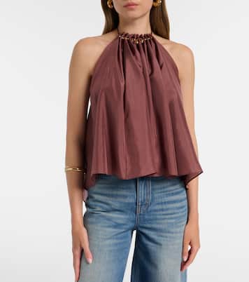Aster beaded halterneck silk top | Zimmermann