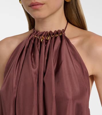 Aster beaded halterneck silk top | Zimmermann