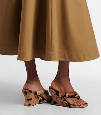 Gaeta calf hair wedge thong sandals | Balenciaga