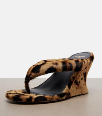Gaeta calf hair wedge thong sandals | Balenciaga
