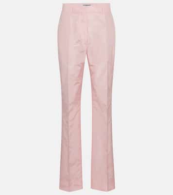 High-rise straight silk taffeta pants | Prada