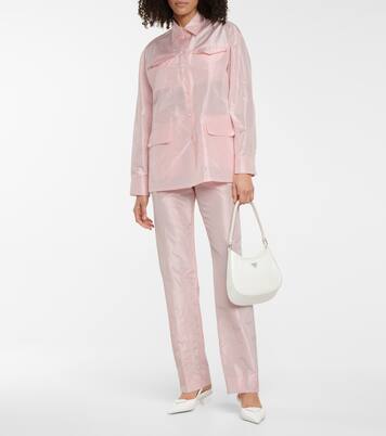 High-rise straight silk taffeta pants | Prada